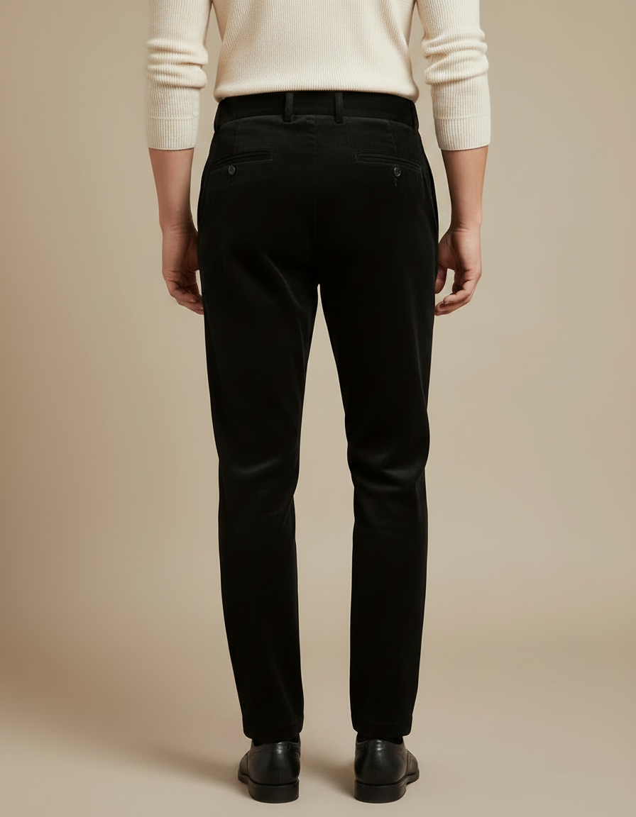 Pantalon Noir Velours Plissé Élégant Homme - Cordé - vue 2