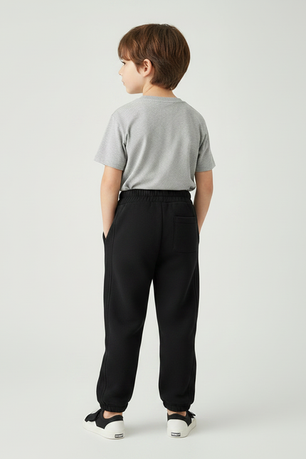 Pantalon Noir Molletonné Enfant Décontracté Sport Logo A. - vue 2