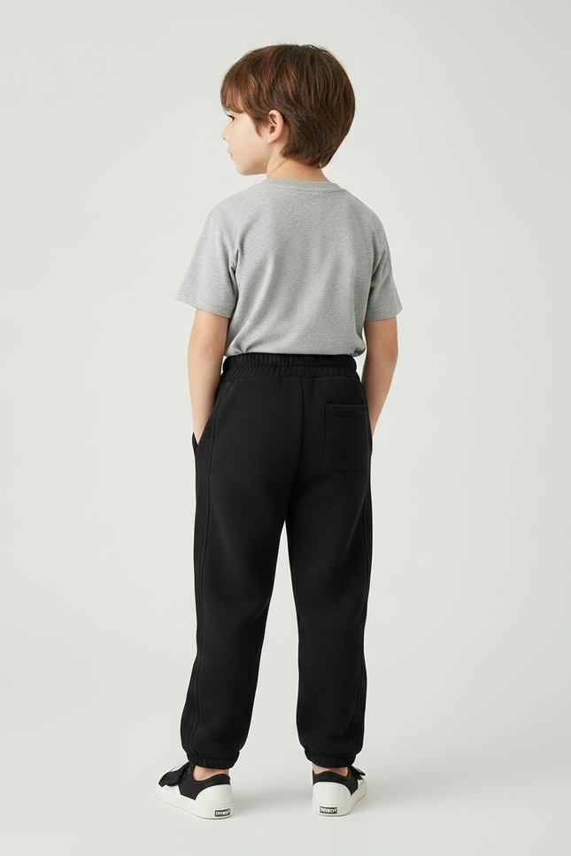 Pantalon Noir Molletonné Enfant Décontracté Sport Logo A. - vue 2