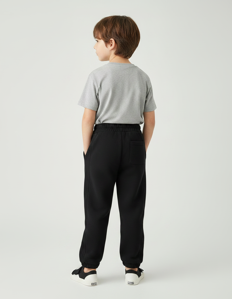 Pantalon Noir Molletonné Enfant Décontracté Sport Logo A. - vue 2