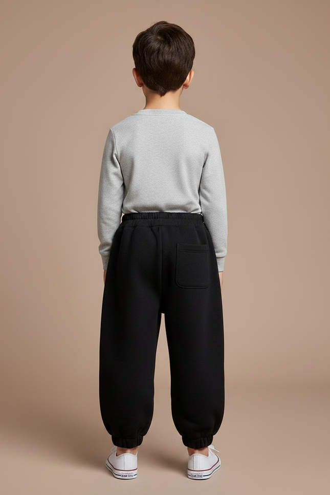 Pantalon Noir Molletonné Ample Enfant Hiver - vue 2
