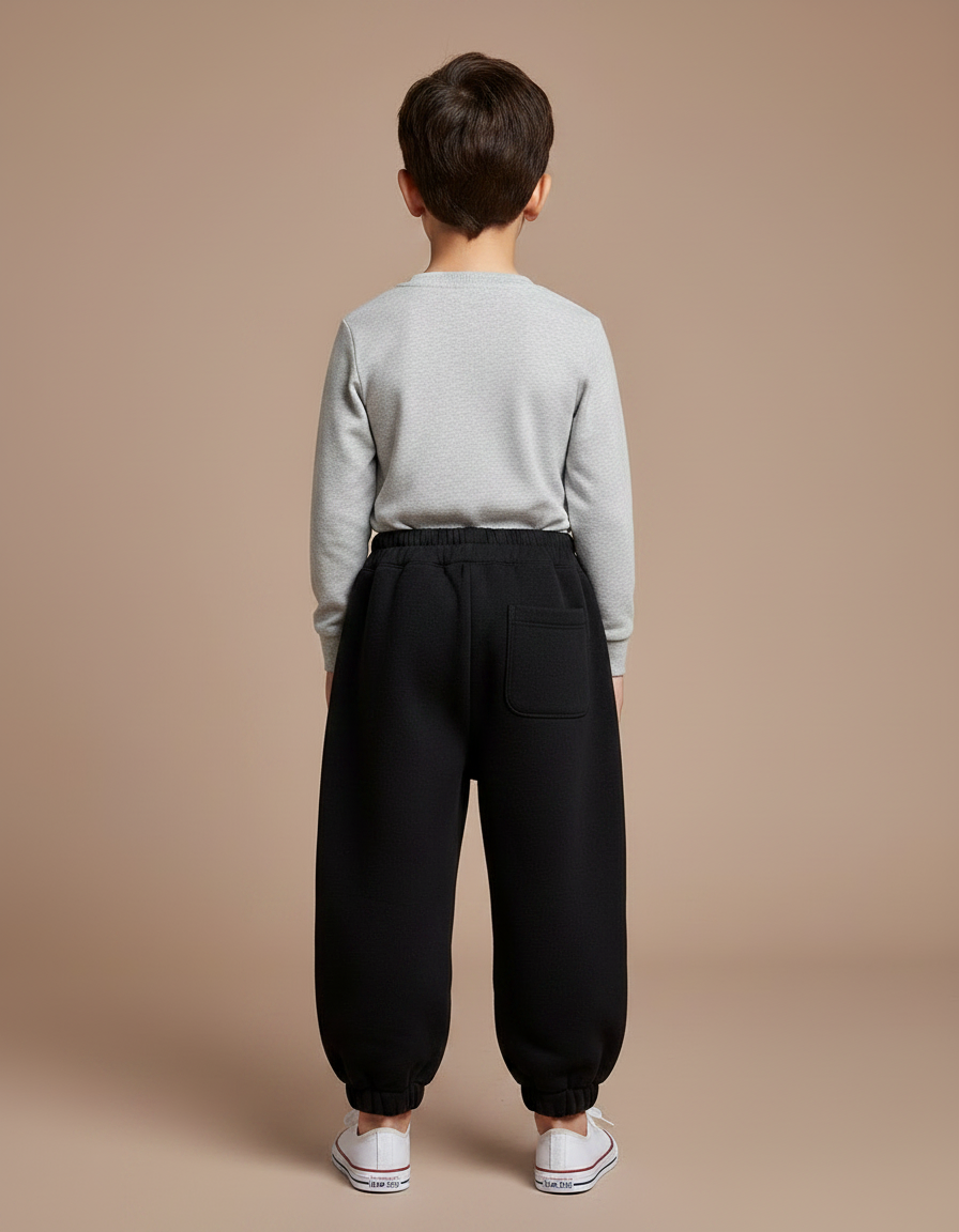 Pantalon Noir Molletonné Ample Enfant Hiver - vue 2