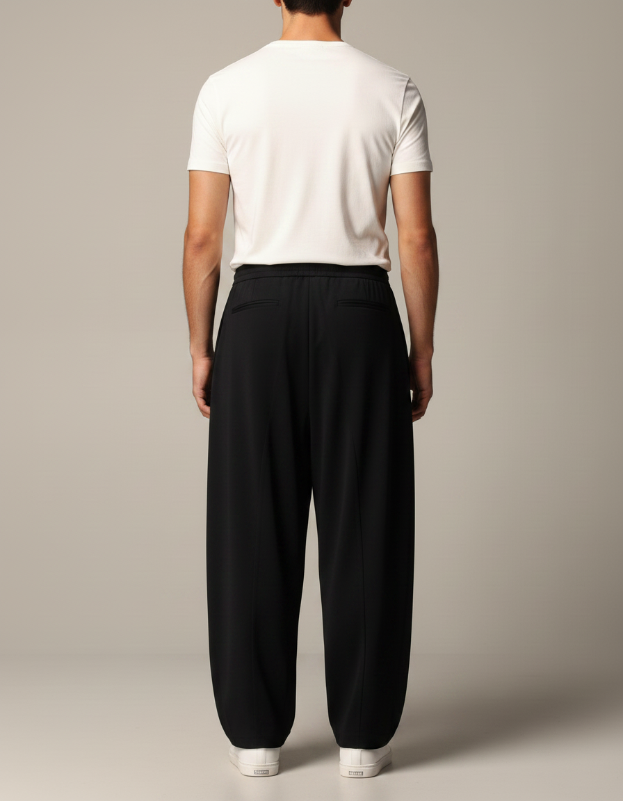 Pantalon Noir Ample Décontracté Harem Homme - Viscose - vue 2
