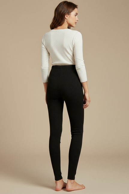 Pantalon Noir Côtelé Ajusté Maternité Confortable - Maille - vue 2