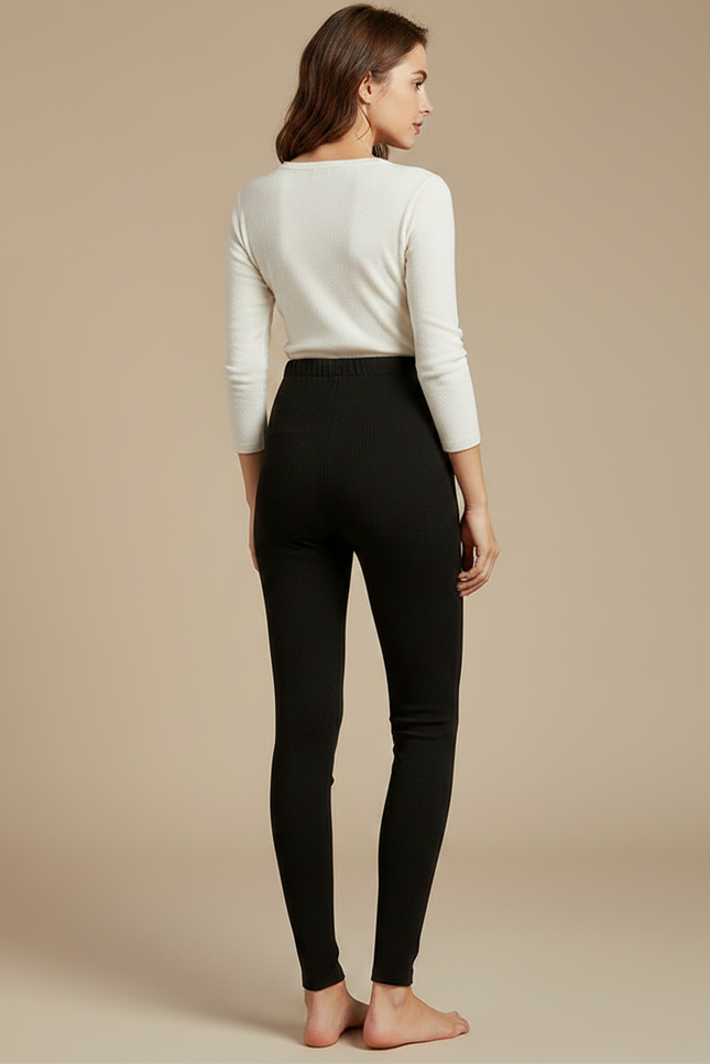 Pantalon Noir Côtelé Ajusté Maternité Confortable - Maille - vue 2