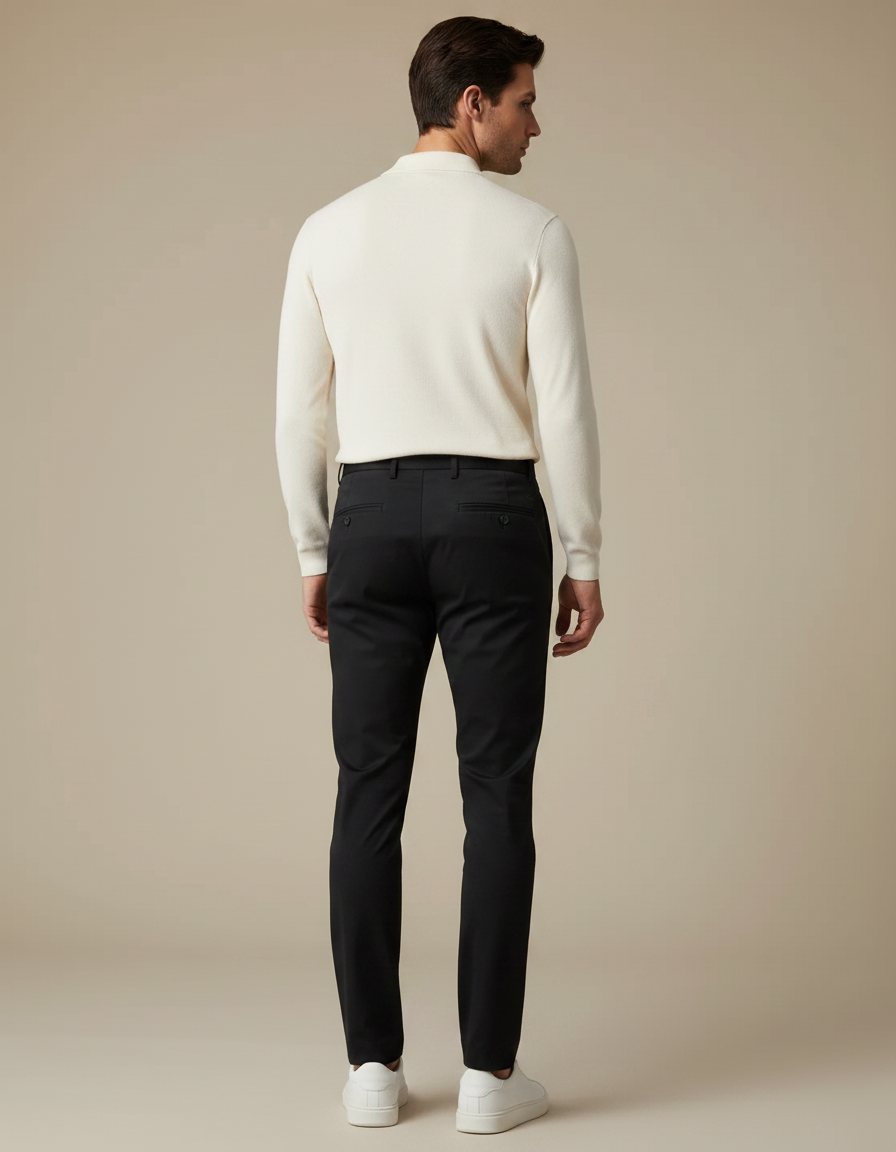Pantalon Noir Homme Slim Extensible Décontracté Chic - Gabardine - vue 2