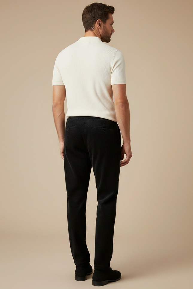 Pantalon Noir Côtelé Droit Décontracté Cordon Homme - Cordé - vue 2