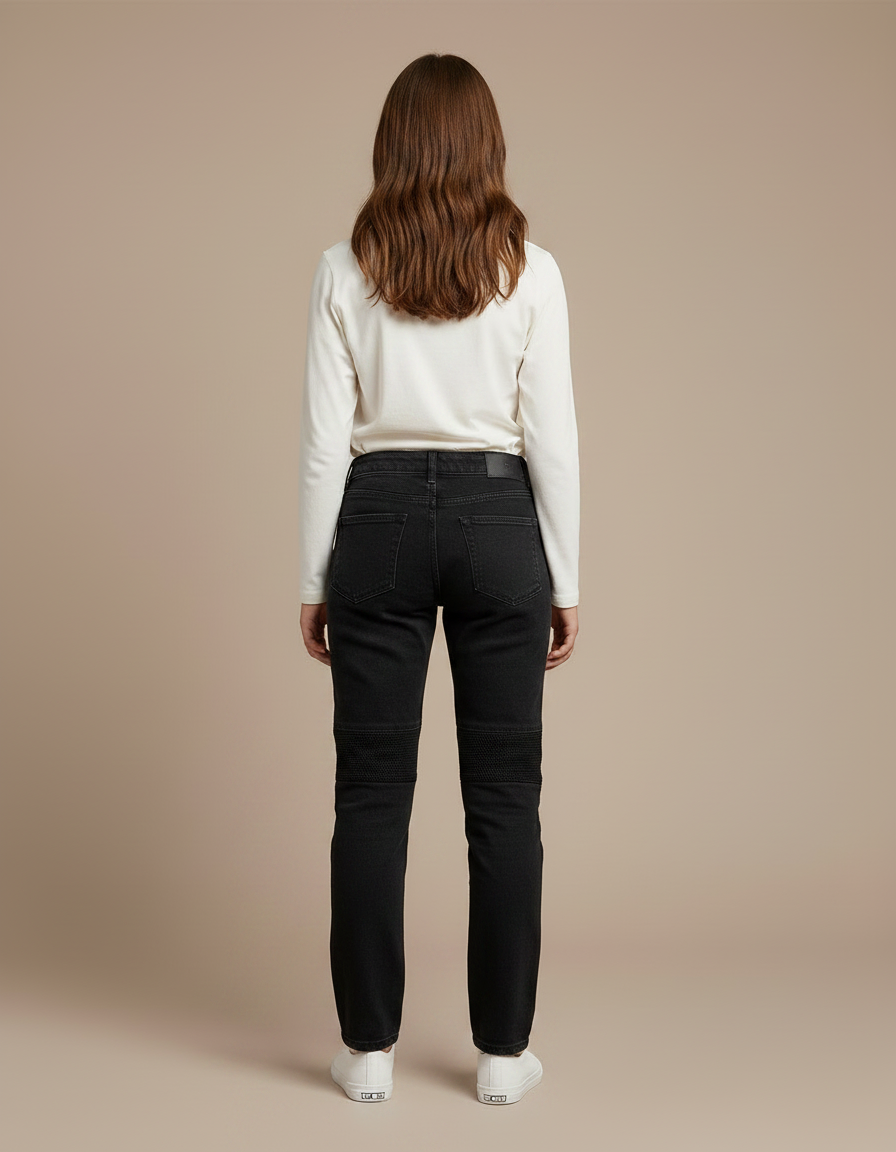 Pantalon Moto Femme Noir - Jean - vue 2