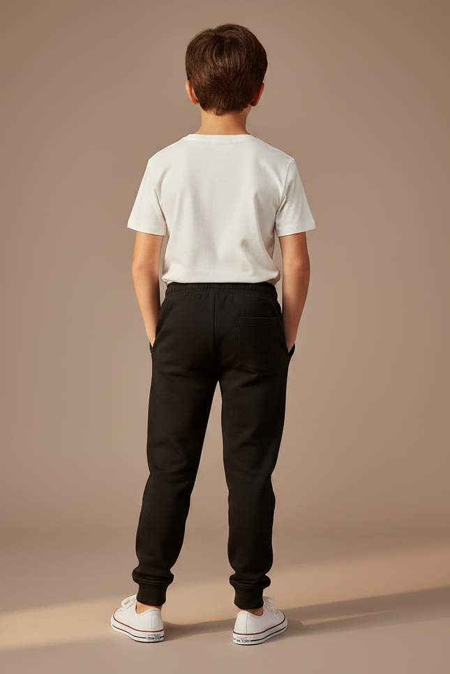 Pantalon Noir Jogging Garçon Coton Décontracté Confortable - Molleton - vue 2