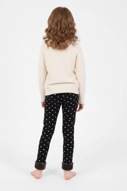 Pantalon Noir Polka Dots Fille Chaud Doux Hiver - Molleton - vue 2
