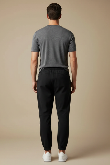 Pantalon Noir Jogging Ample Cordon Sport Casual - Polyester - vue 2