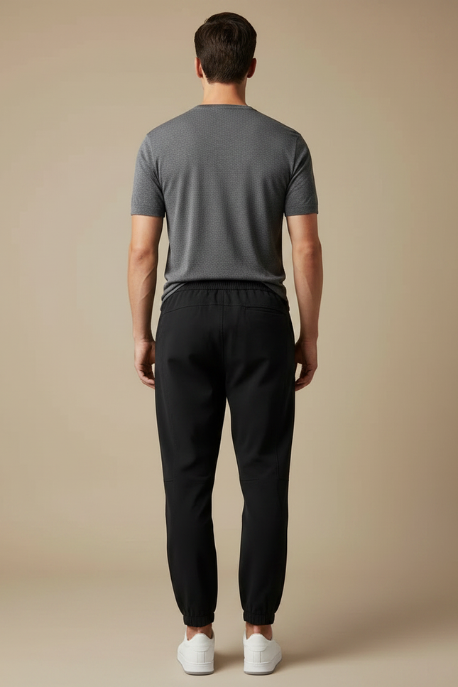 Pantalon Noir Jogging Ample Cordon Sport Casual - Polyester - vue 2