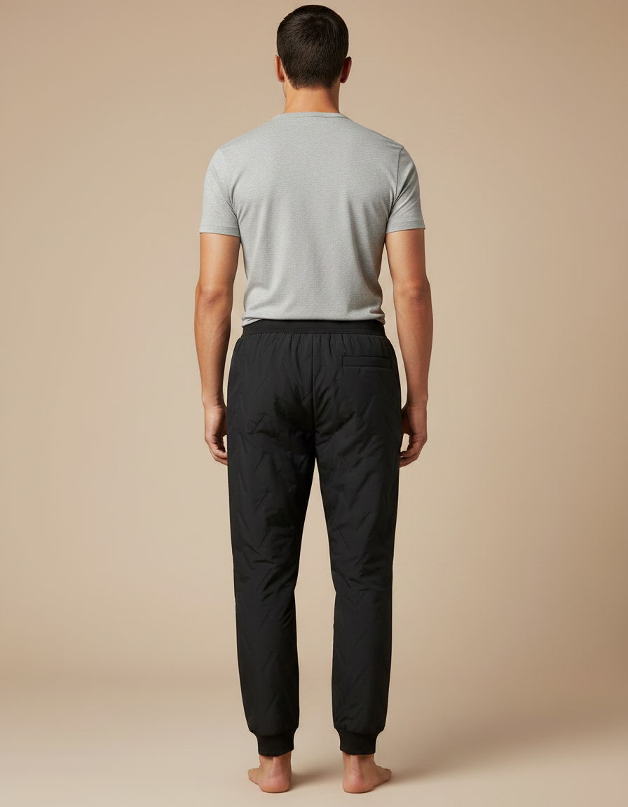 Pantalon Noir Matelassé Homme Sportif Hiver Confortable - Polyester - vue 2