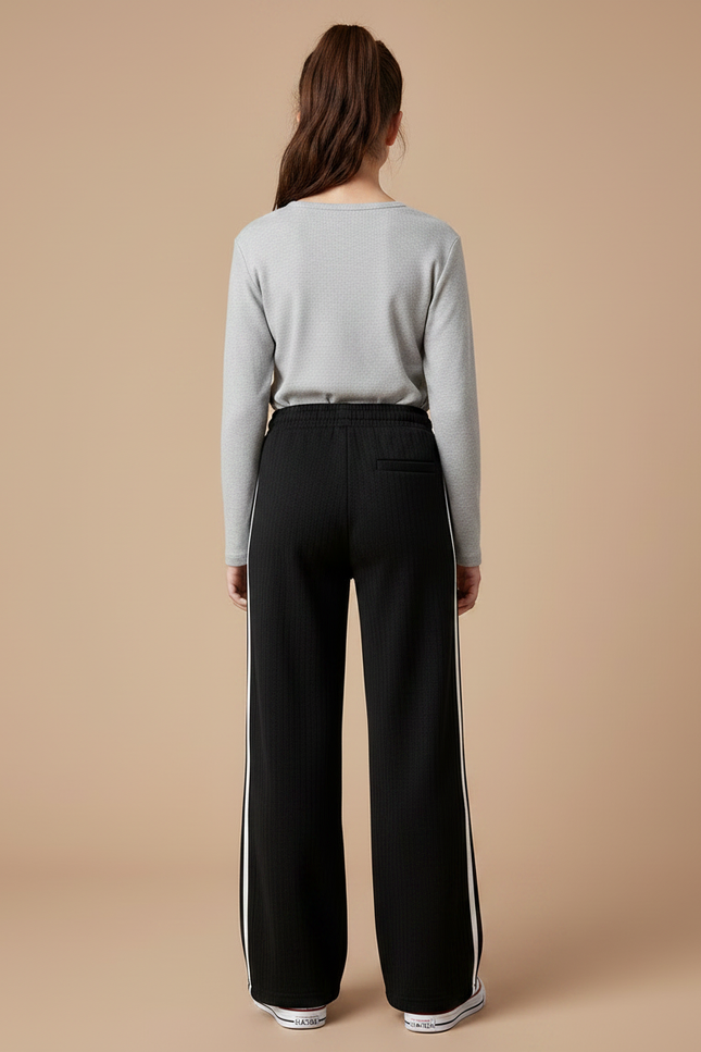 Pantalon Noir Côtelé Ample Sport Fille - Cordé - vue 2