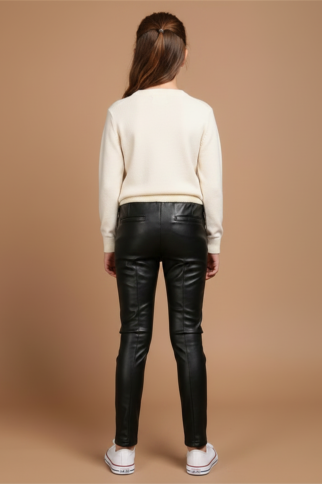 Pantalon Noir Ciré - Simili cuir - vue 2