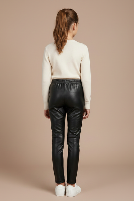 Pantalon Noir Similicuir Slim Fille - Simili cuir - vue 2