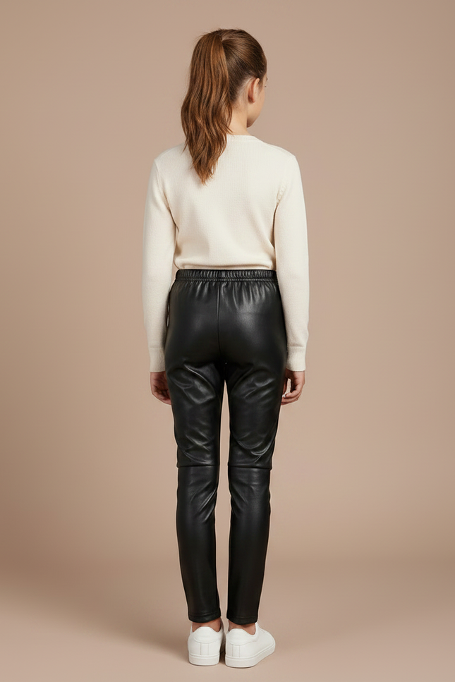 Pantalon Noir Similicuir Slim Fille - Simili cuir - vue 2