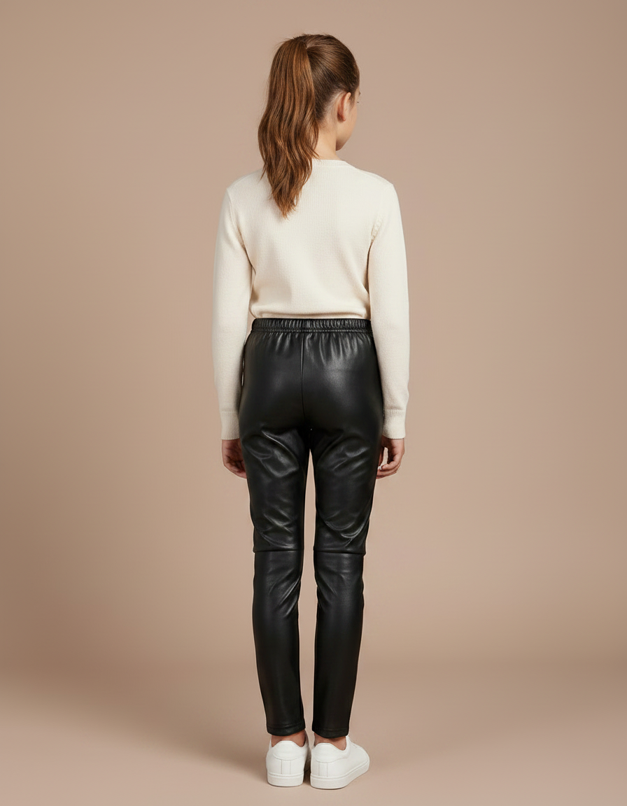Pantalon Noir Similicuir Slim Fille - Simili cuir - vue 2