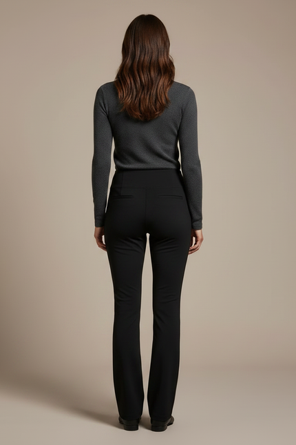 Pantalon Noir Femme Évasé Taille Haute Élégant Confortable - Polyester - vue 2
