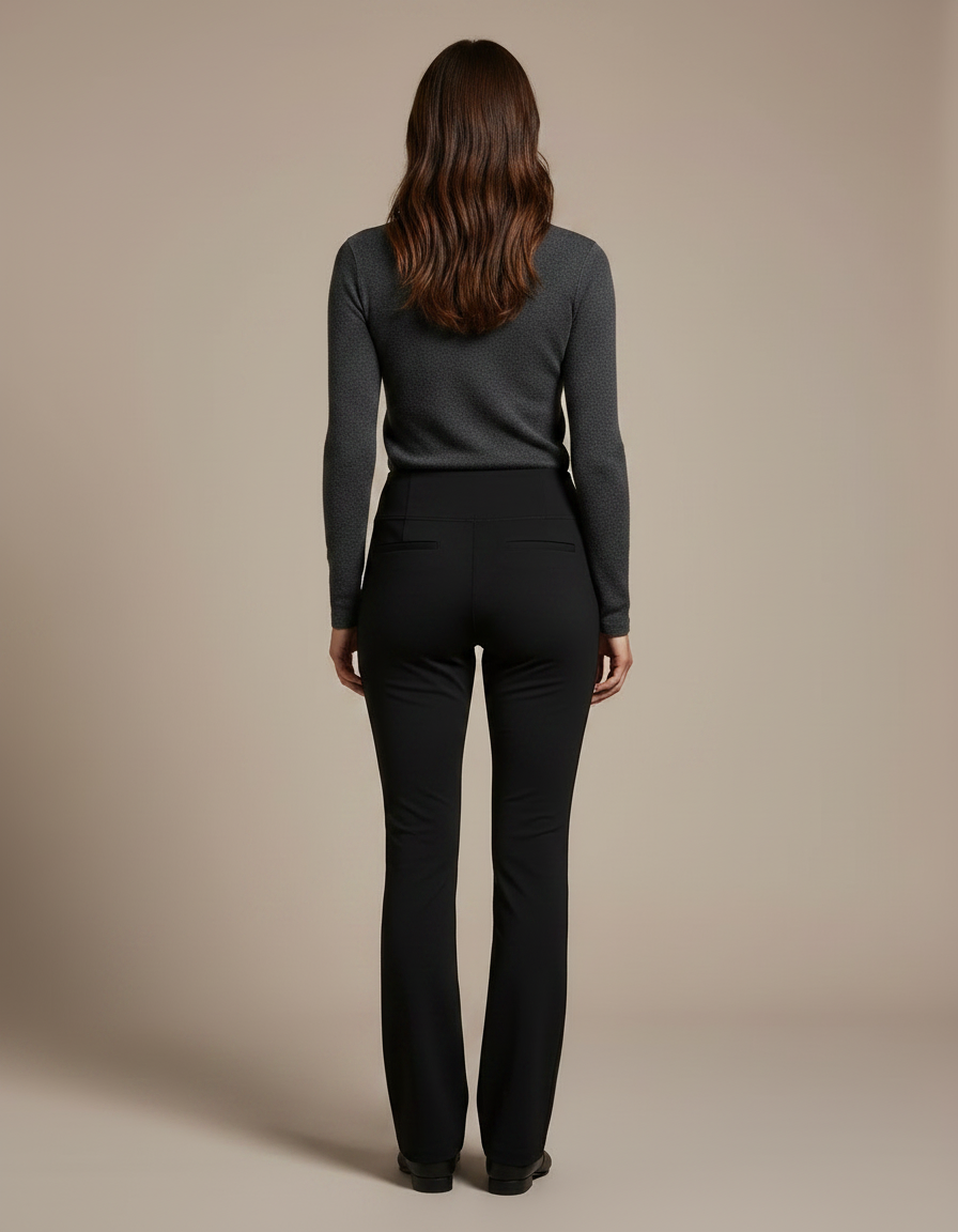 Pantalon Noir Femme Évasé Taille Haute Élégant Confortable - Polyester - vue 2