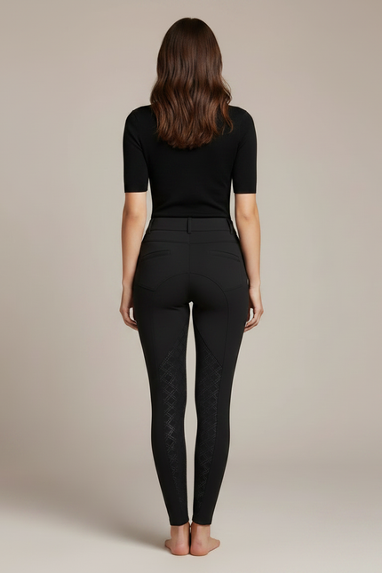 Pantalon Noir Équitation Adhérent Silicone Femme - Polyester - vue 2
