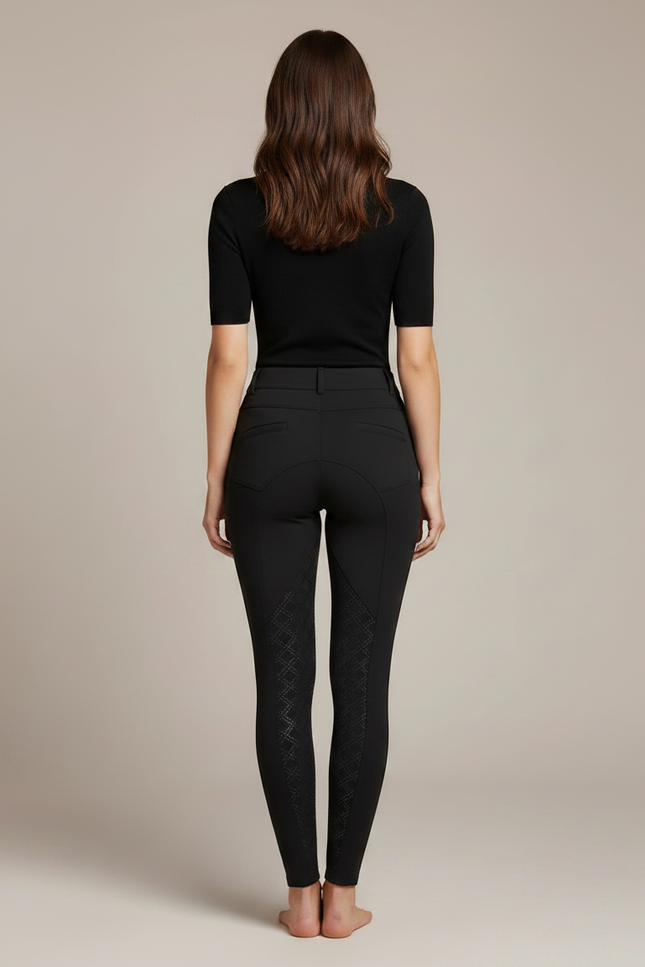 Pantalon Noir Équitation Adhérent Silicone Femme - Polyester - vue 2