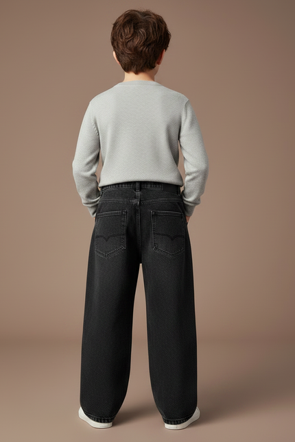 Pantalon Noir Ample Décontracté Coton Garçon - Jean - vue 2