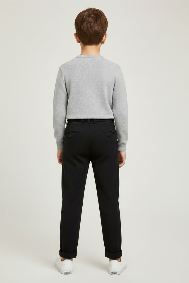 Pantalon Noir Garçon Décontracté Élégant Pince - Polyester - vue 2