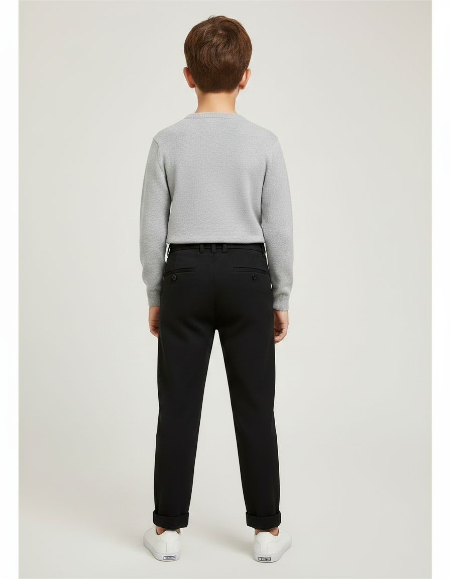 Pantalon Noir Garçon Décontracté Élégant Pince - Polyester - vue 2