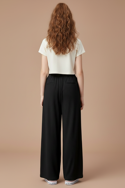 Pantalon Noir Ample Fluide Décontracté Enfant - Viscose - vue 2