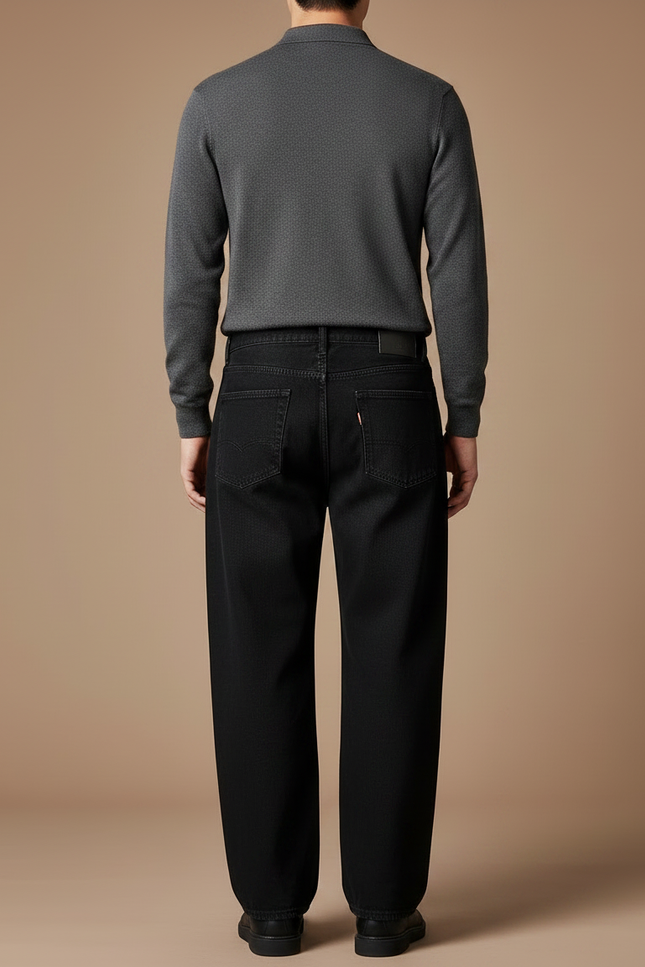 Pantalon Noir Denim Ample Décontracté Homme - Jean - vue 2