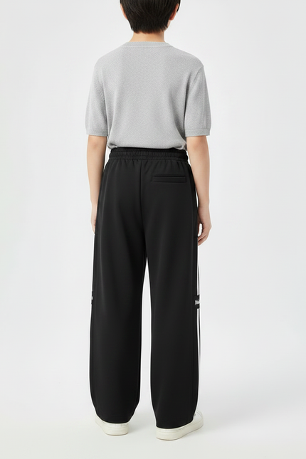 Pantalon Noir Ample Sport Décontracté Rayures Garçon - Molleton - vue 2