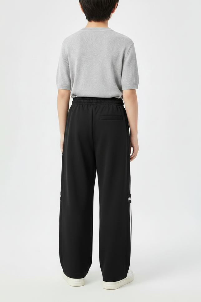 Pantalon Noir Ample Sport Décontracté Rayures Garçon - Molleton - vue 2