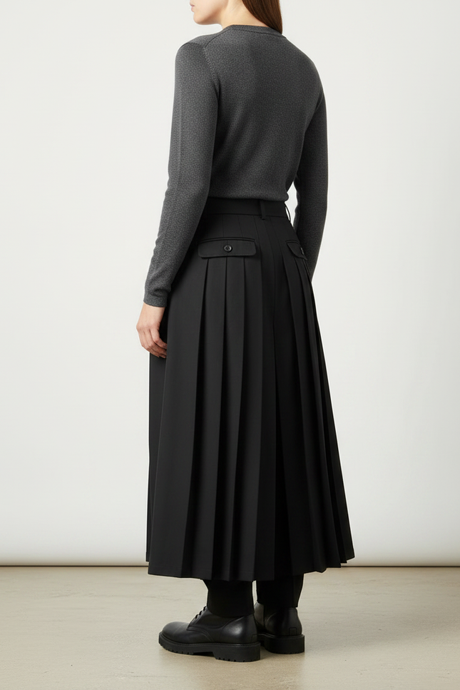 Pantalon Noir Plissé Ample Décontracté Homme - Gabardine - vue 2