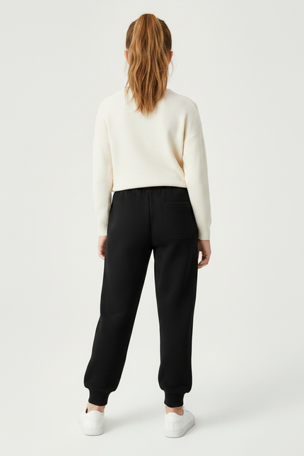 Pantalon Noir Enfant Molletonné Décontracté Confortable - vue 2