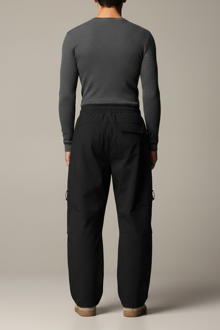 Pantalon Noir Cargo Ample Sportif Homme - Polyester - vue 2