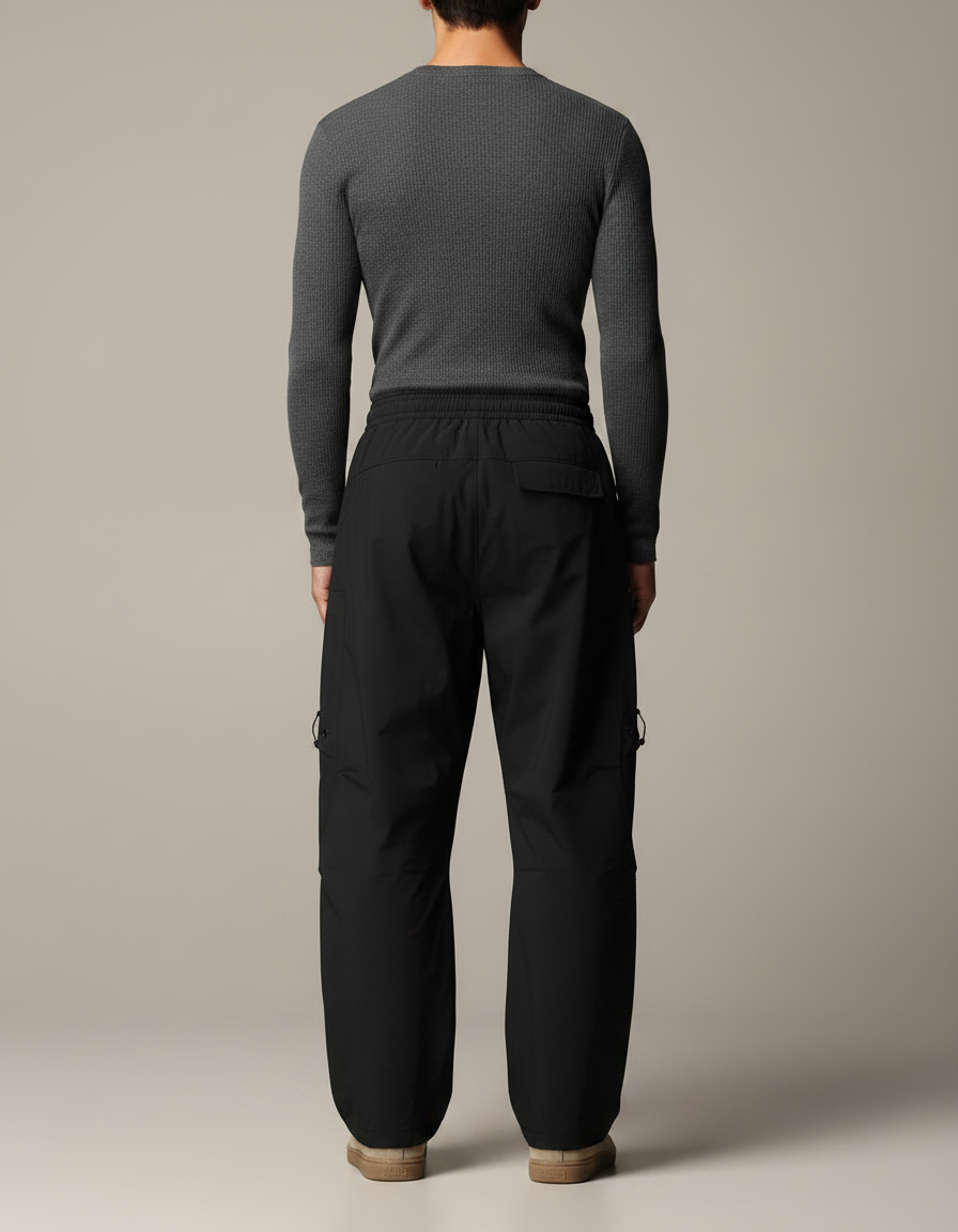 Pantalon Noir Cargo Ample Sportif Homme - Polyester - vue 2
