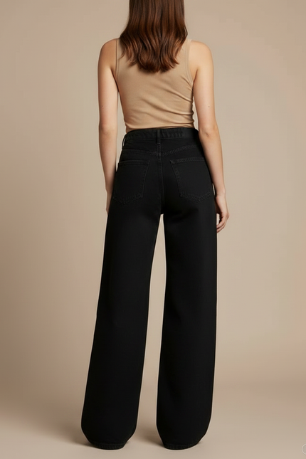 Pantalon Noir Ample Étoiles Imprimées Streetwear Femme - Jean - vue 2