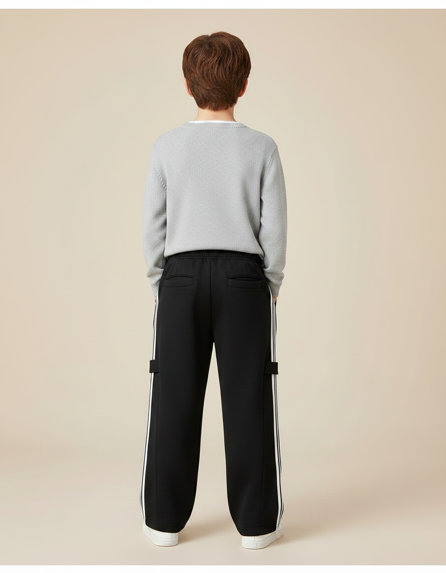 Pantalon Noir Ample Sport Décontracté Enfant Coton - Molleton - vue 2
