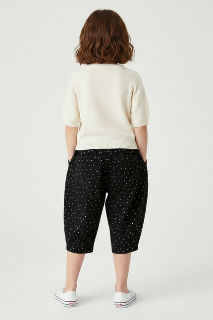 Pantalon Noir Polka Dot Ample Confortable Fille - Coton - vue 2
