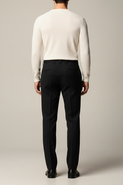 Pantalon Noir Droit Rayé Élégant Homme - Gabardine - vue 2