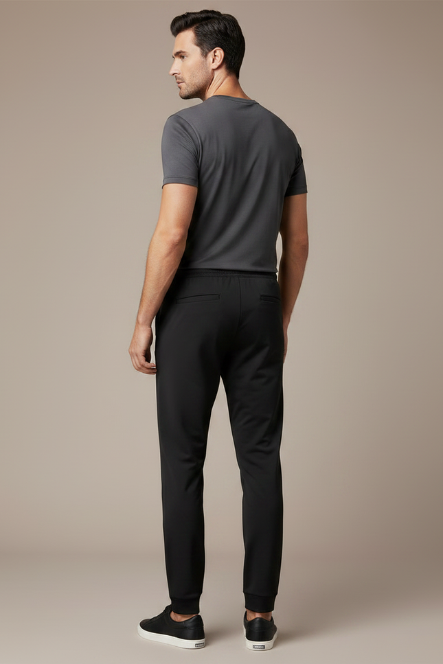 Pantalon Noir Homme Sportif Ajusté Décontracté Fluide - Polyester - vue 2