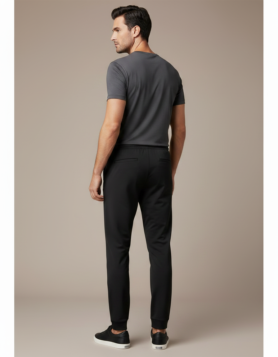 Pantalon Noir Homme Sportif Ajusté Décontracté Fluide - Polyester - vue 2
