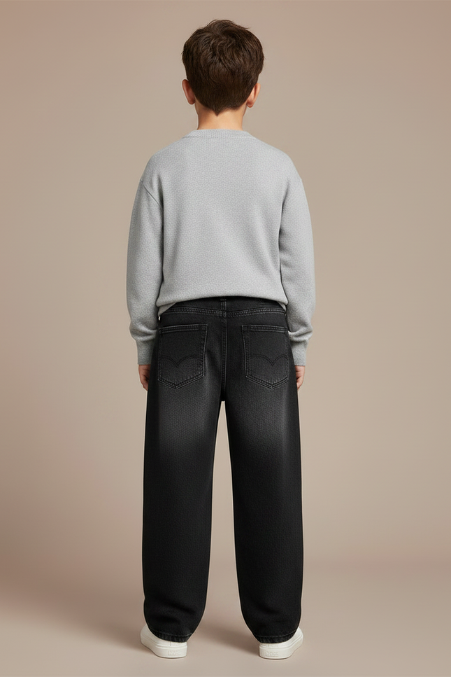 Pantalon Noir Jean Ample Graffiti Garçon - vue 2