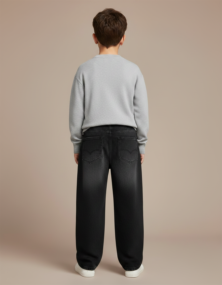 Pantalon Noir Jean Ample Graffiti Garçon - vue 2