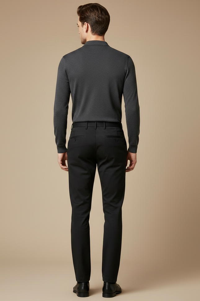 Pantalon Noir Droit Homme Élégant Formel Classique - Gabardine - vue 2