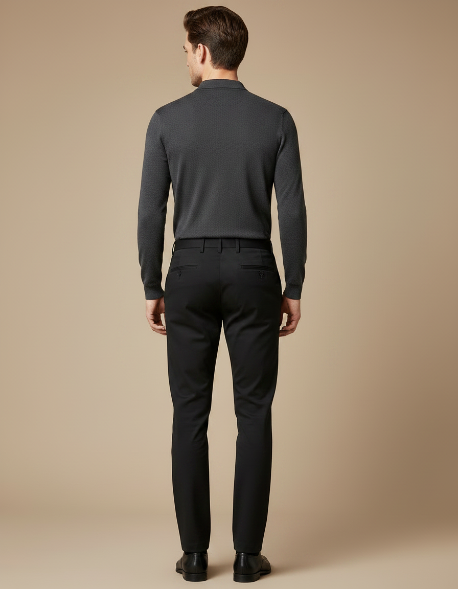 Pantalon Noir Droit Homme Élégant Formel Classique - Gabardine - vue 2