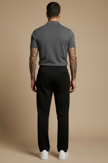 Pantalon Noir Droit Plissé Décontracté Homme - Maille - vue 2