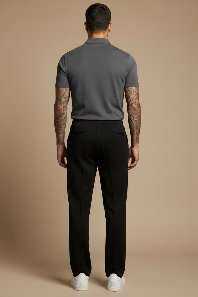 Pantalon Noir Droit Plissé Décontracté Homme - Maille - vue 2
