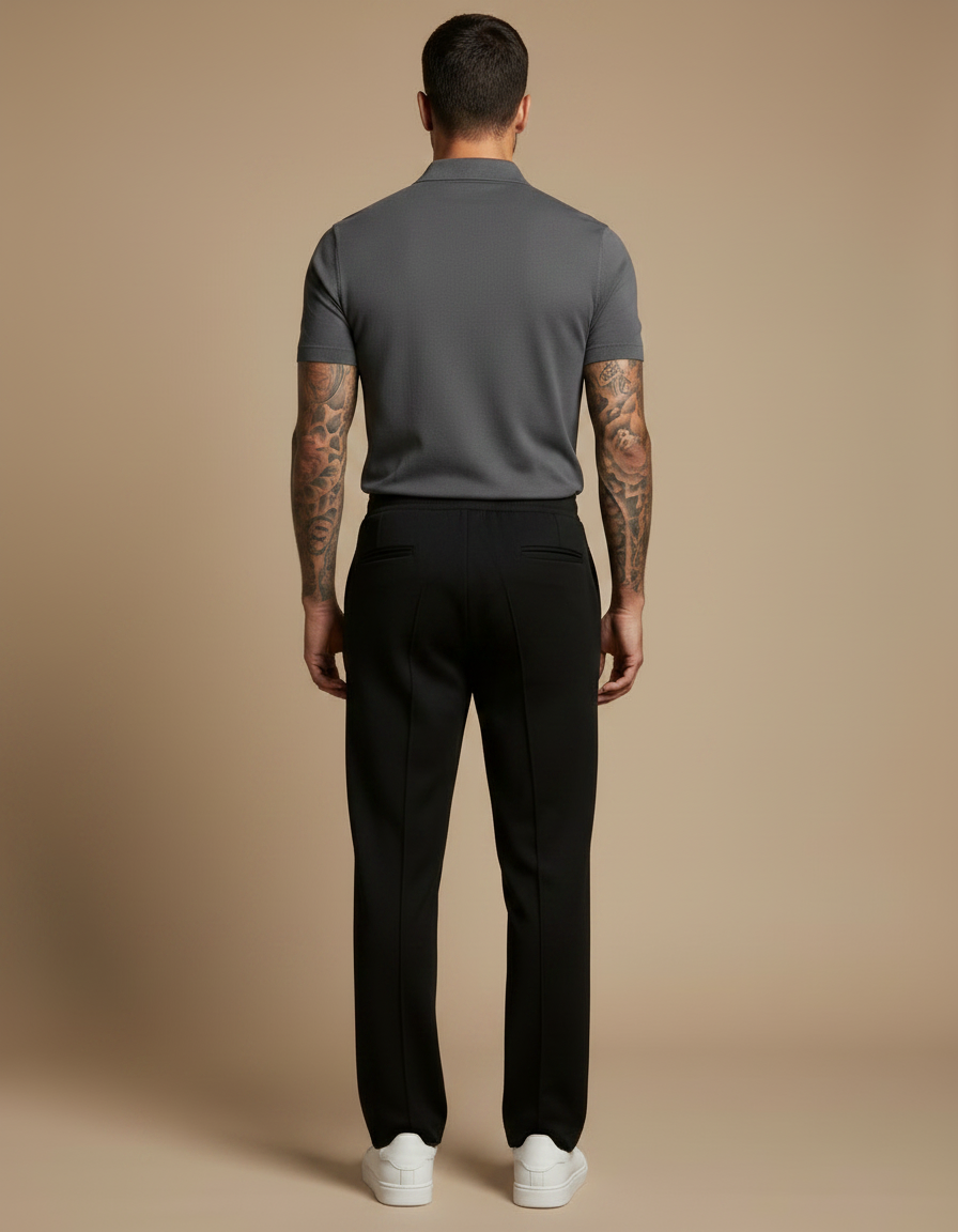 Pantalon Noir Droit Plissé Décontracté Homme - Maille - vue 2